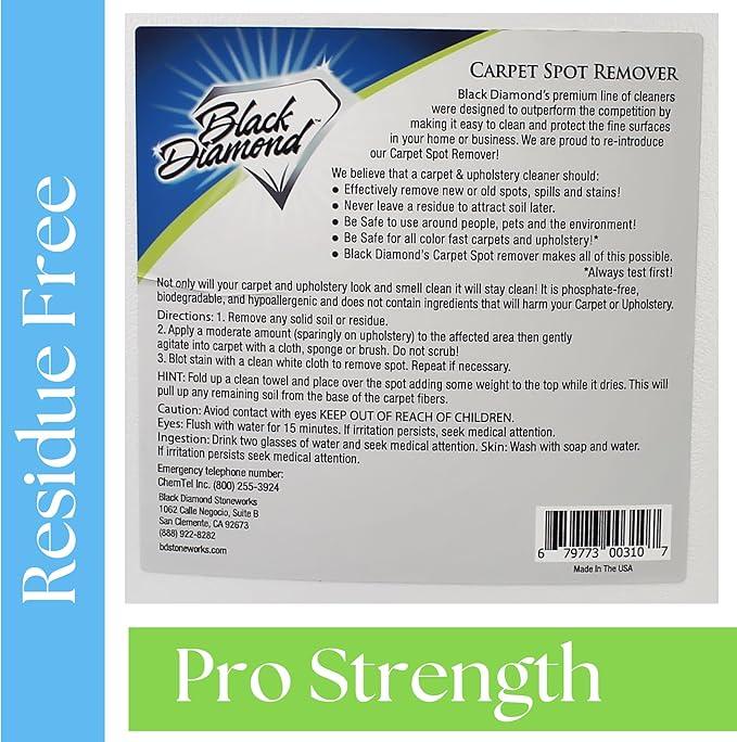 Black Diamond Stoneworks Carpet & Upholstery Cleaner: Fast Acting Deep Cleaning Spot & Stain Remover Spray Also Works Great on Rugs, Couches and Car Seats (1-Gallon) - NeatNest