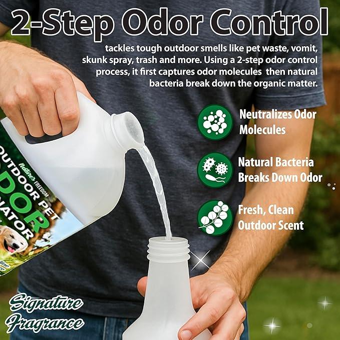Nature's Freedom Hose-End Outdoor Pet Odor Eliminator – Gallon Enzyme Cleaner with Spray Gun for Yard, Turf, Patios, Kennels, Concrete - NeatNest