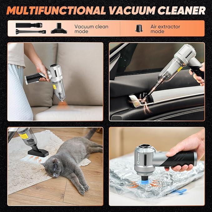 Saker Portable Handheld Vacuum Cordless Portable 17000PA Foldable Car Vacuum Cleaner Mini Dust Blower with Brushless Motor for Office Pet and Home Cleaning HL133 - NeatNest