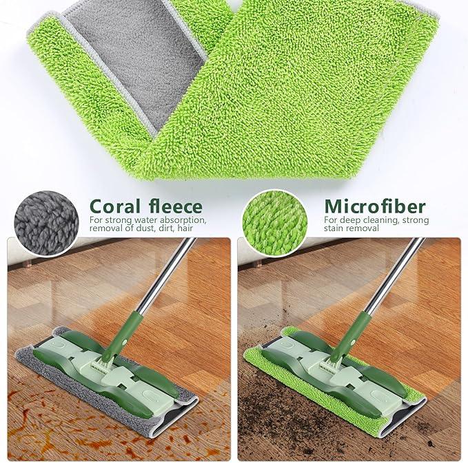 Microfiber Mops for Floor Cleaning,Masthome Professional Floor Mops with Washable Pads 4pcs,Wet Dry Use Flat Mop with 59'' Long Stainless Steel Handle,dust mop for Hardwood Floors Suitable Office Home - NeatNest