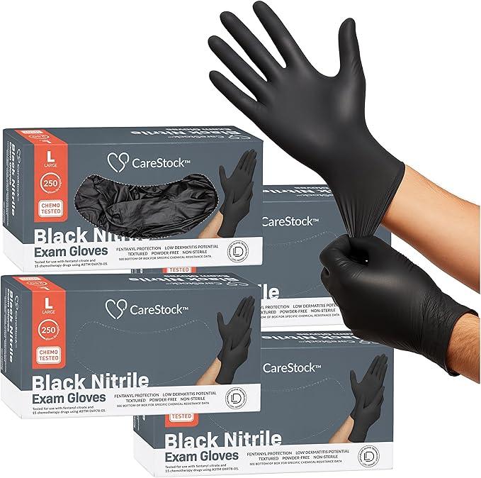 CareStock Black Nitrile Gloves Large [2500 Count] – 2 mil Thin Disposable Latex-Free Exam Gloves for Medical, Cleaning, Cooking, Food Prep – Ultra-Strong with Slip-Resistant Textured Grip Bulk - NeatNest
