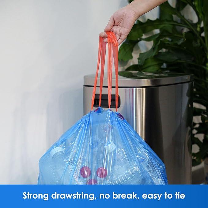13 Gallon Recycling Trash Bags, Unscented 200 Count Drawstring Tall Kitchen Garbage Bags, Pre-Separated, Ultra Strong, Leakproof, Sturdy, Translucent Blue - NeatNest