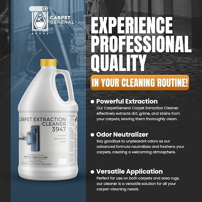 Carpet Extraction Cleaner - Water-Based Professional Deep Clean Carpet Cleaner Solution for Machine - Heavy Duty Stain Remover, Pet-Friendly, Ideal for Residential & Commercial Use - NeatNest