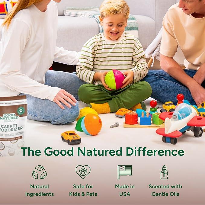 Good Natured Brand | Carpet Deodorizer & Freshener Powder | 31 oz Pet Odor Eliminator for Strong Odor & Pet Urine | Fresh Natural Mahogany Coconut Bliss Scent | Safe for Homes with Pets - NeatNest