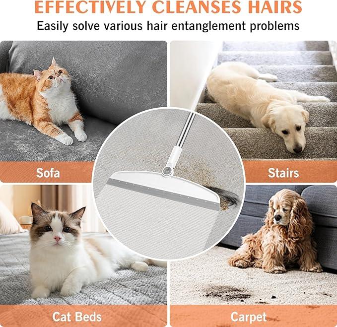 Multifunction Magic Broom, 54 Inch Adjustable Long Handle Silicone Floor Squeegee, Sweep and Scrape 2 in 1 Household Cleaning Broom for Floor, Bathrooms, Kitchens, Showers, Pet Hair, Glass,White - NeatNest