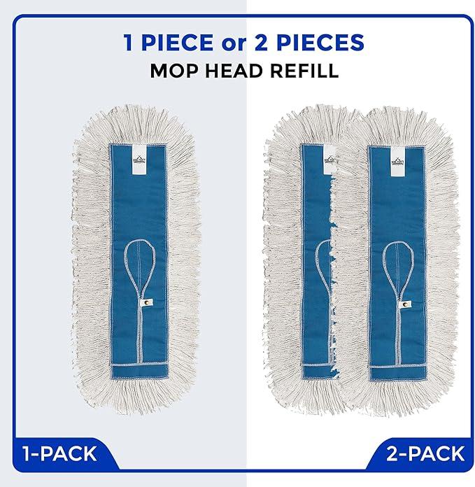 Nine Forty Industrial-Grade 36x5 Cotton Dust Mop Head Refills, Perfect Replacement for Busy Home, Gym, Industrial and Commercial Spaces, Heavy-Duty Mop for Janitorial & Housekeeping Needs - 2 Pack - NeatNest