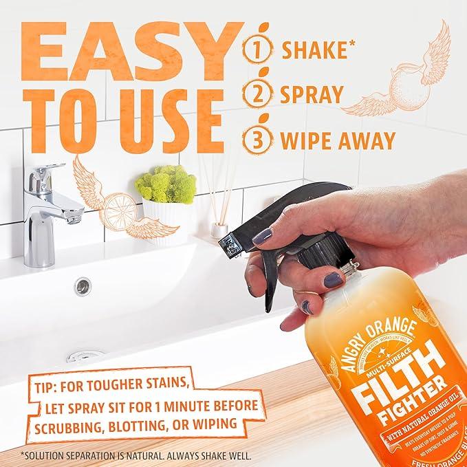 ANGRY ORANGE Citrus Multipurpose Cleaner Spray for Kitchen and Bathroom - 24 oz - 1 Pack - NeatNest