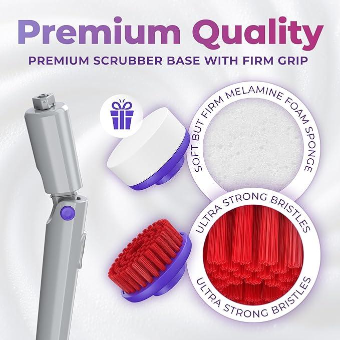 SYNOSHI PRO Electric Spin Scrubber, Cordless Cleaning Brush Bathroom Scrubber. Waterproof Shower Cleaner Brush with Adjustable Angles, 2 Speed, 180Min Work Time for Floor, Bathtub, Kitchen, Car, Tub - NeatNest