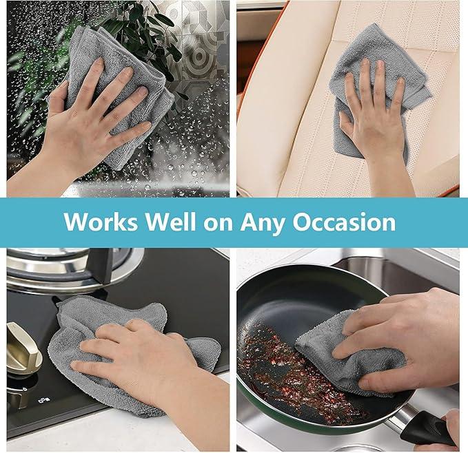 HOMEXCEL Grey Microfiber Cleaning Cloth,150 Pack Cleaning Rags, Cleaning Towels,11.5"X11.5" Shop Towels - NeatNest