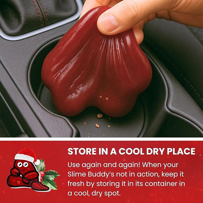 Slime Buddies Car Cleaning Gel Putty - Christmas Spice Scented Interior Detailing Tool for Cup Holders, Air Vents & Keyboard - Reusable Auto Detailing Accessories - Dust Remover Goop - NeatNest