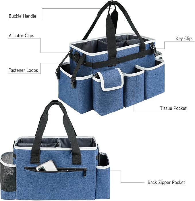 Cleaning Caddy,Cleaning Bag for Housekeepers,Cleaning Supplies Organizer with Handle,Blue - NeatNest