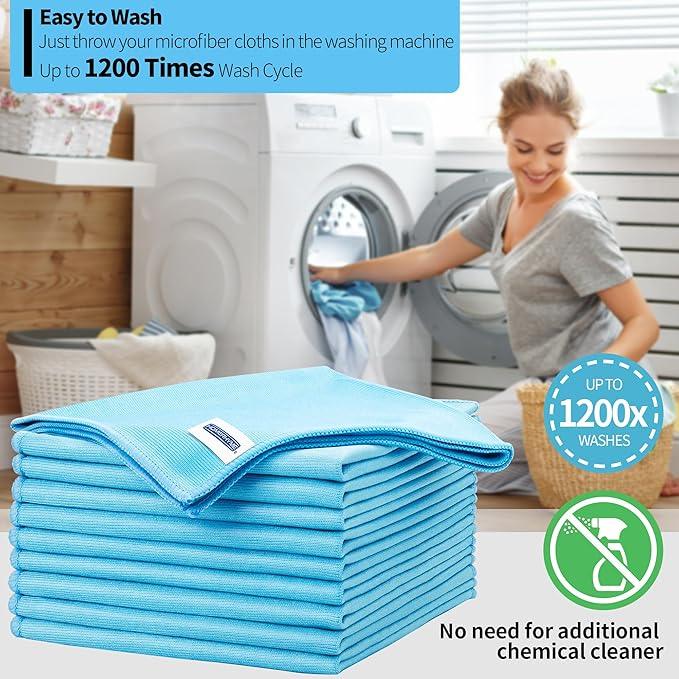 HOMERHYME Microfiber Glass Cleaning Cloth - 10 Pack Polishing Cloths, 16" x 14" Window Cleaning Towel, Streak Free, Lint Free, Great for All Delicate Surface, Glasses, Stainless Steel, Windshield. - NeatNest