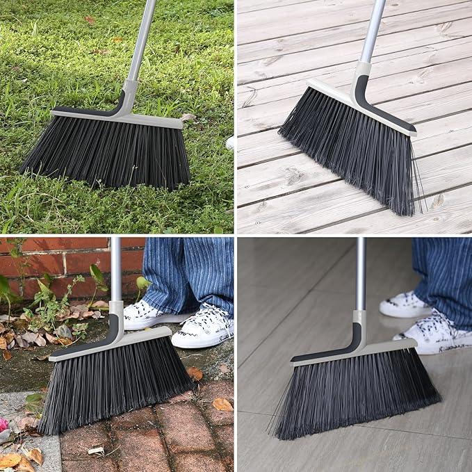 KeFanta 4 Packs Outdoor Broom Heavy Duty with 55" Long Handle, Commercial Brooms for Sweeping Indoor Courtyard Restaurant Garage Patio Decks Mall Market Kitchen Office Lobby Shop - NeatNest