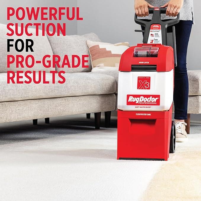 Rug Doctor Mighty Pro X3 Commercial Carpet Cleaner – Large Red Pet Pack, Includes 48 oz. Pet Carpet Cleaner Solution, Commercial Carpet Cleaning Machine, Powerful One Pass Cleaning System - NeatNest