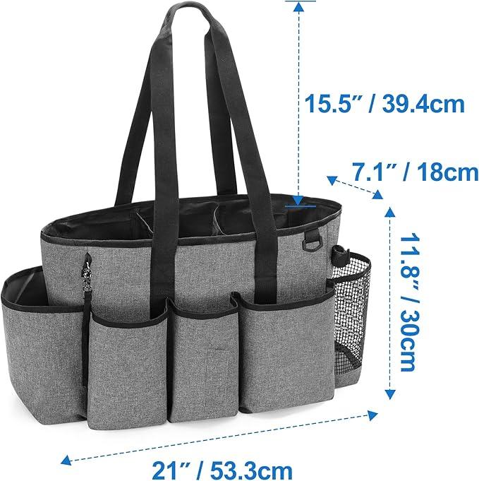 LoDrid Professional Cleaning Tote Caddy for Cleaning Supplies, Cleaning Bag Organizer with Dividers and Handle Strap for Housekeepers Work, Gray, (Bag Only) - NeatNest