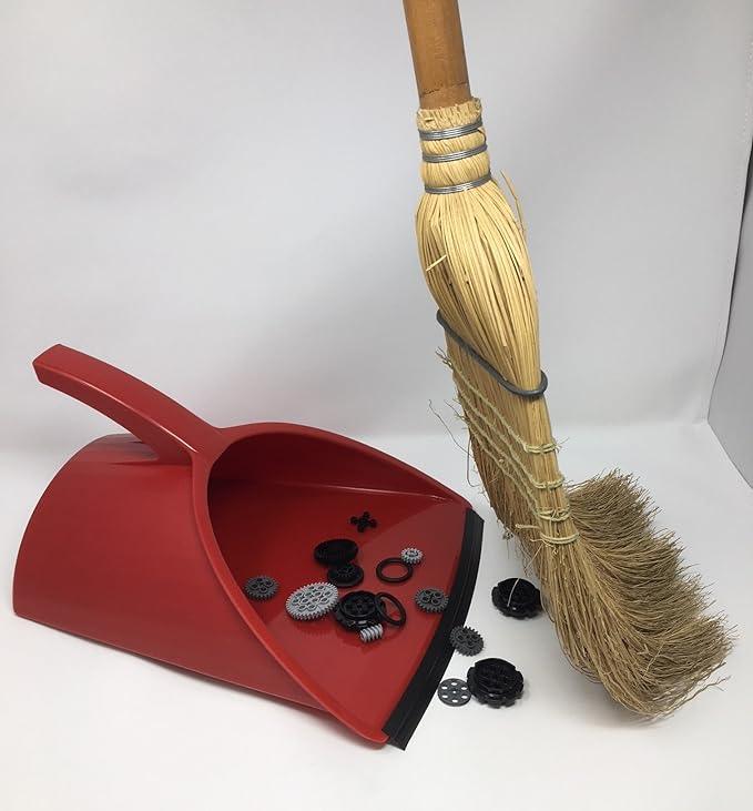 Handy Pan- RED - Large Capacity Recycled Plastic Heavy Duty Dust Pan! Made in USA! Great for Home, Shop, Garage, Waterproof, Stackable, Stands Upright. Unique Rubber Edge gets Debris in! Handypan - NeatNest