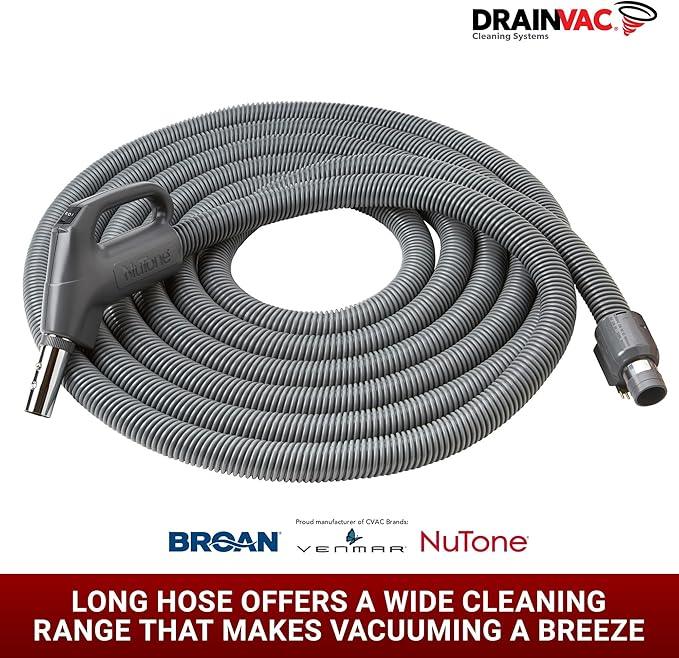 Central Vac Carpet & Bare Floor Electric Direct Connect Attachment Set for Cleaning Carpets, Hardwood Floors, Furniture & Draperies - 30FT Hose, Twist & Turn Brush, Electric Brush, Wands & Storage Bag - NeatNest