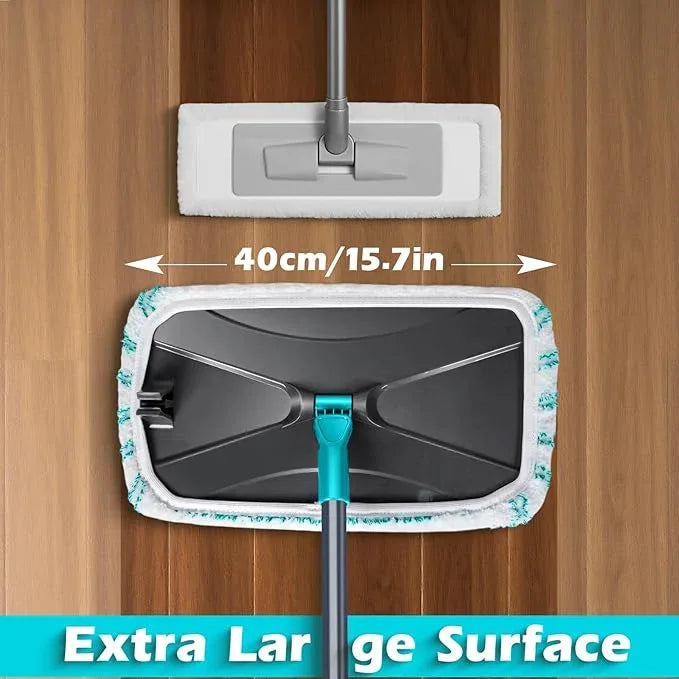 MASTERTOP Microfiber Flat Mop, Extra Large Surface Dust Mop with 5 Wet & Dry Reusable Pads, Hardwood Mops with Telescopic Handle for Laminate, Tile, Vinyl Floor Cleaning, 1 Cleaning Scraper - NeatNest