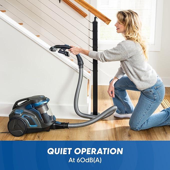 Vacmaster CC0501 Ultra Silent Bagless Canister Vacuum Powerful Cleaner with HEPA Filtration, One-Touch Release Dust Cup, Built-in Dust Tool & Retractable Cord for Low-Pile Carpet and Hard Floor - NeatNest