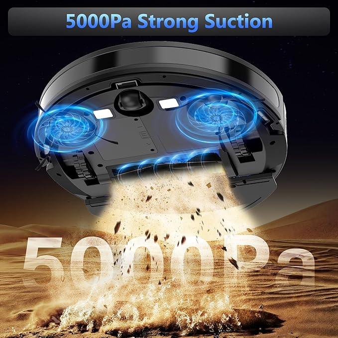 Tikom Robot Vacuum and Mop Combo, 5000Pa Robotic Vacuum Cleaner, 150 Min Max, App & Remote Control, Ideal for Hard Floor, Carpet, Pet Hair, Self-Charge(G8000 Max) - NeatNest