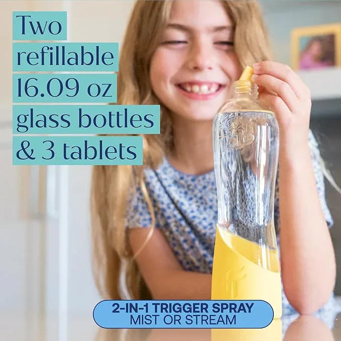 Fab Tab Tablet Cleaner, Multi-Purpose & Bathrom Cleaner for Eco-Concious Cleaning, Non Harmful & Chemical-Free Formula, Convenient Refills with 2 Glass Bottles, Luxury Hotel Scent (6 Refill Tablets) - NeatNest