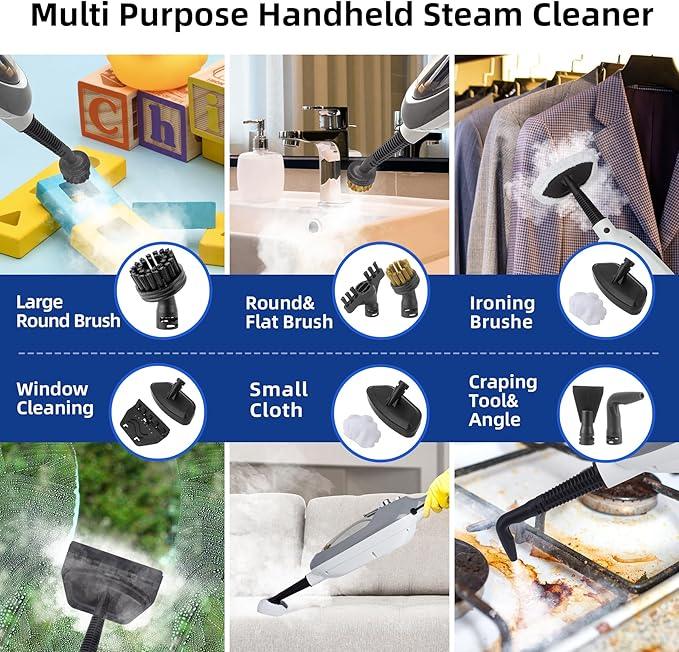 Steam Mop - 10-in-1 MultiPurpose Handheld Steam Cleaner Detachable Floor Steamer for Hardwood/Tile/Laminate Floors Carpet with 11 Accessories for Whole Home Use. - NeatNest