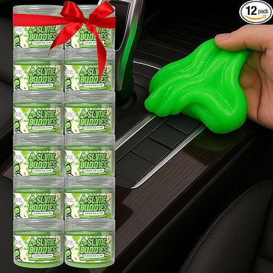 Slime Buddies Car Cleaning Gel Putty - 12 Pack Apple Scented Interior Detailing Tool for Cup Holder, Air Vent & Keyboard - Reusable Auto Detailing Accessories - Dust Remover Goop - Gifts for Men Women - NeatNest