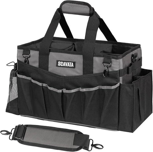 Wearable Cleaning Caddy Bag, Cleaning Caddy Supplies Organizer with Handle & Shoulder Straps for Housekeepers, Under Sink & Car Cleaning Tool Organizers with 4 Foldable Divider (DarkGrey) - NeatNest