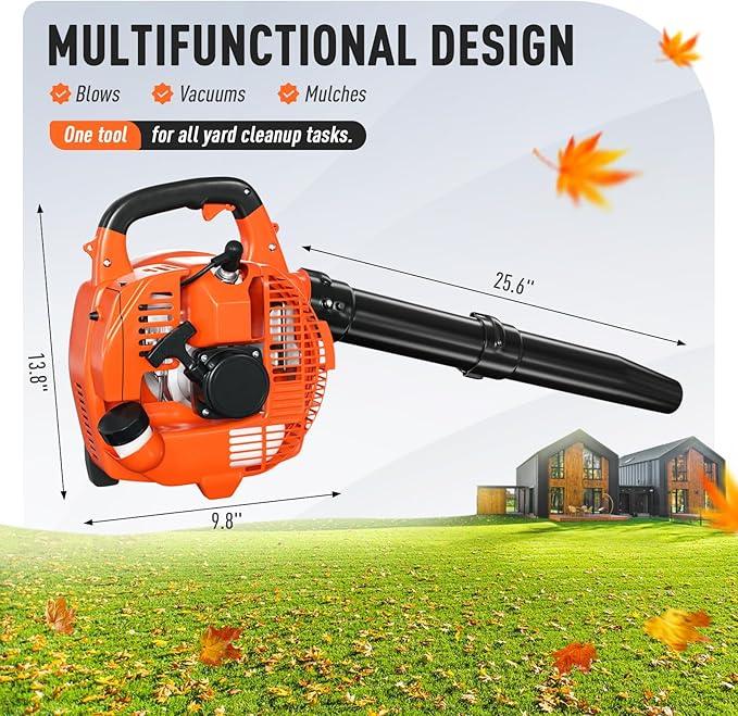 28CC 2-Cycle Gas Handheld Leaf Blower, 475 CFM 200 MPH Lightweight Power Blower with Variable Speed & Easy Start, for Yard Cleanup, Patio, Driveway, Lawn Debris - NeatNest