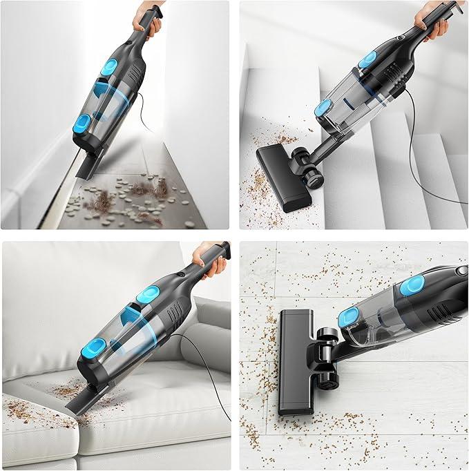 Vazone R6X Corded Stick Vacuum Cleaners for Home, 20Kpa Powerful Suction Stick Vacuum with 16Ft Cord, 2 in 1 Lightweight Handheld Vacuum Cleaner for Hardwood Floor Pet Hair - NeatNest