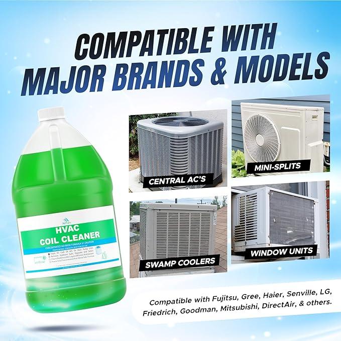 Complete Mini Split Cleaning Kit Featuring Nu-Calgon Evap Pow'r C Coil Cleaner & CleanAir Odour Treatment Tab - For Units Up To 39 Inches Wide - NeatNest