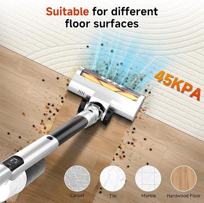 Cordless Stick Vacuum Cleaner with Auto Empty System Self-Charging Base, Powerful Suction for Pet Hair on Carpet & Hardfloor, Lightweight Anti-Tangled Handheld Vacuum, HEPA Filtration, Black - NeatNest