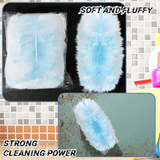 Vesici 150 Pcs Duster Refills Compatible with Swiffer Dusters Bulk Disposable Replacement Thickened with 1 Handle Heavy Duty for Cleaning, Office (Blue) - NeatNest