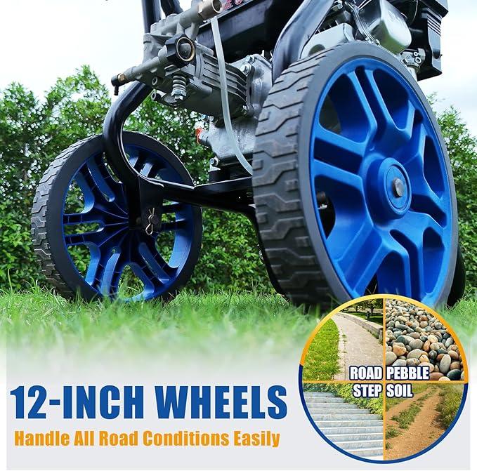 TOOLCY Gas Powered Pressure Washer, 3200 PSI and 2.6 Max GPM, 35FT Extended Power Hose, Kink-Less Swivel Gun with & 5 Nozzles, Reinforced Pump, for Cars/Fences/Driveways/Homes/Patios - NeatNest