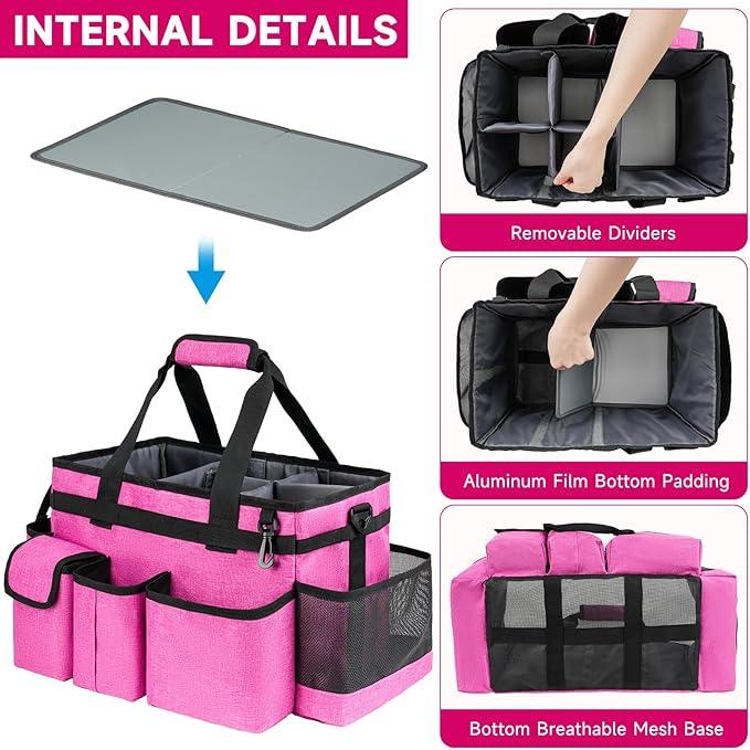 Cleaning Caddy Bag,Large Cleaning Supplies Organizer with Handle for Housekeepers,Red - NeatNest