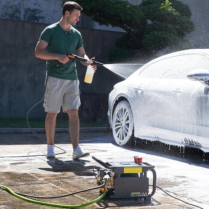 2025 Upgraded 100bar 2.3GPM Commercial Electric Pressure Washer–PM Inverter 3HP Motor,Horizontal Triplex Pump,Power Washer with 65dB Quiet,with 7 Nozzles (0°/15°/25°/40°/Soap/Turbo) for Cars/Driveway - NeatNest