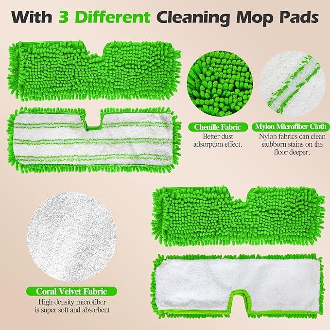 MASTERTOP Microfiber Mops for Floor Cleaning, Double-Sided Dust Mop with 4 Reusable & Washable Mop Pads, Wet Dry Flat Mop with Extension Stainless Steel Handle for Hardwood, Vinyl, Laminate - NeatNest