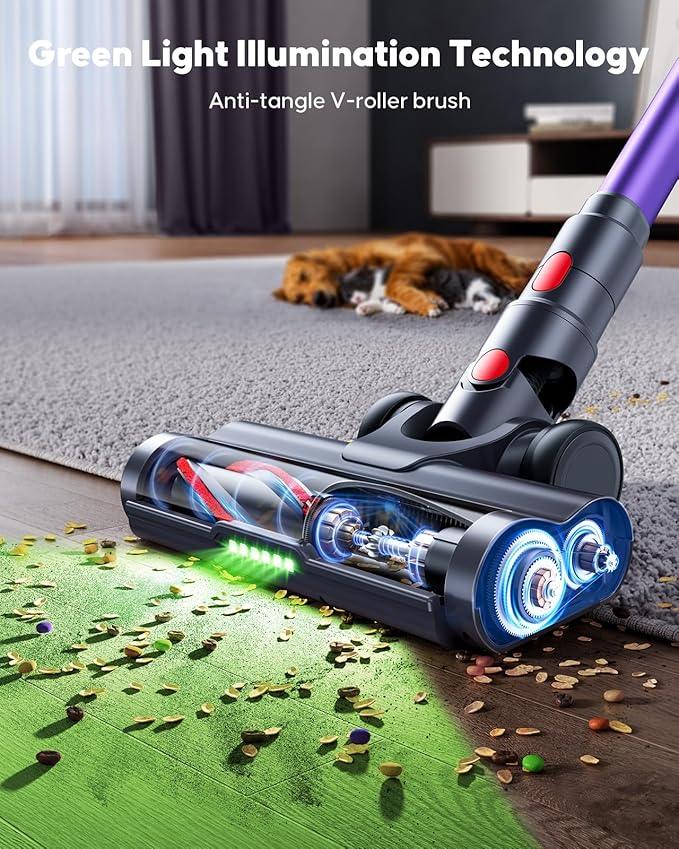 Cordless Vacuum Cleaner, 600W 50Kpa Stick Vacuum Cleaner with 65mins Rechargeable Battery, Anti-Tangle Brush, Build-in Aromatherapy, Handheld Vacuum Cleaners for Home/Pet Hair/Carpets/Floors - NeatNest