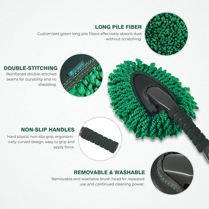 FLORICH Microfiber Car Duster Kit, Large Extendable Car Duster Exterior Scratch Free, Car Cleaning Brush Car Interior Detailing Kit, Car Cleaning Supplies for Cars RV Truck - NeatNest
