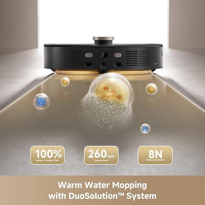 Mova V50 Ultra Complete Robot Vacuum and Mop Self-Cleaning, 24,000 Pa Suction, Liftable Navigation with Obstacle Overcoming and Warm Water Mopping with DuoSolution System Designed for Pets, Black - NeatNest