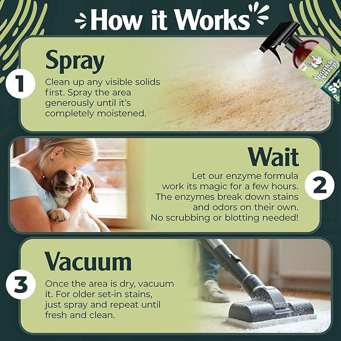 Sprinkle & Sweep Pet Stain and Odor Remover - Super Concentrated Pet Odor Eliminator - No Scrubbing Dog & Cat Urine Enzyme Cleaner Destroyer - Carpet Cleaner for Multiple Surfaces (24 oz Pack of 2) - NeatNest