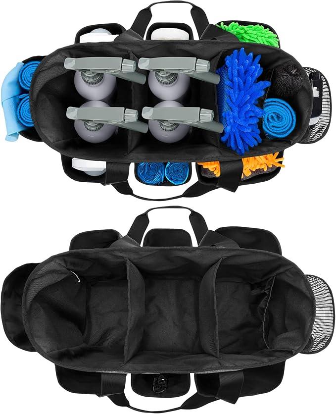LoDrid Professional Cleaning Tote Caddy for Cleaning Supplies, Cleaning Bag Organizer with Dividers and Handle Strap for Housekeepers Work, Gray, (Bag Only) - NeatNest