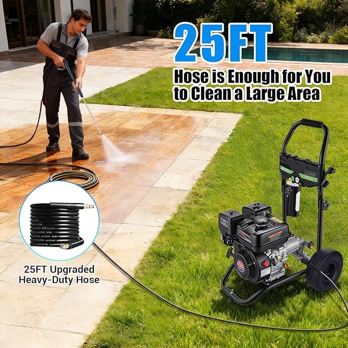 4200PSI Pressure Washer 4.0GPM Gas Power Washer 212CC Gas Powered Washing Machine Commercial High Pressure Washer with 25ft Hose&5 Nozzles for Patio Garden Yard Vehicle,EPA/CARB/ETL (Black) - NeatNest