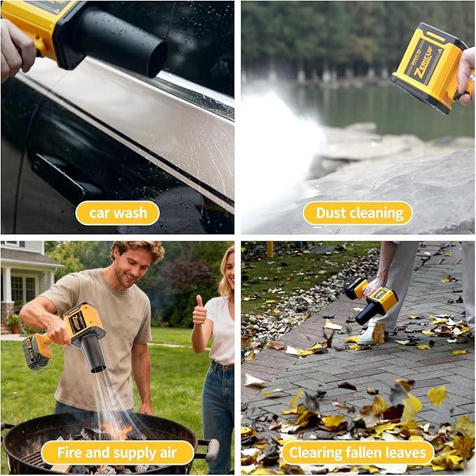 Leaf Blower Cordless with 2*4.0 Ah Battery and Charger[Battery with Outdoor LED Light+Stepless Speed Control]21V 180MPH Handheld Electric Leaf Blower for Patio & Garden Dust Leaves CleaningCar Wash - NeatNest