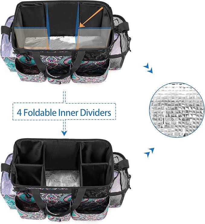 LoDrid Wearable Cleaning Caddy Bag with 4 Foldable Dividers, Cleaning Supply Organizer with Shoulder Strap and Side Handles for Cleaners & Housekeepers, Totem - NeatNest