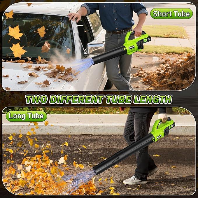 Leaf Blower Cordless, Leaf Blower with Battery and Charger - 2 x 4.0Ah Batteries, 2 Speed Modes, 21V Powerful Lightweight Electric Blowers for Lawn Care, Patio Cleaning and Dust, Green - NeatNest