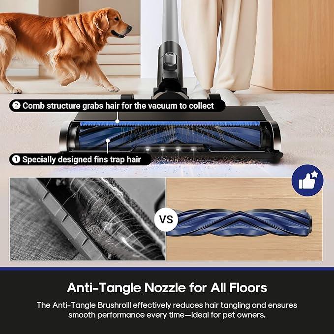 Eureka Cordless Vacuum Cleaner, Anti-Tangle Brushroll, Rechargeable Stick Vacuum, Lightweight for Carpet, Hard Floor, Pet Hair, Black NEC451BL - NeatNest