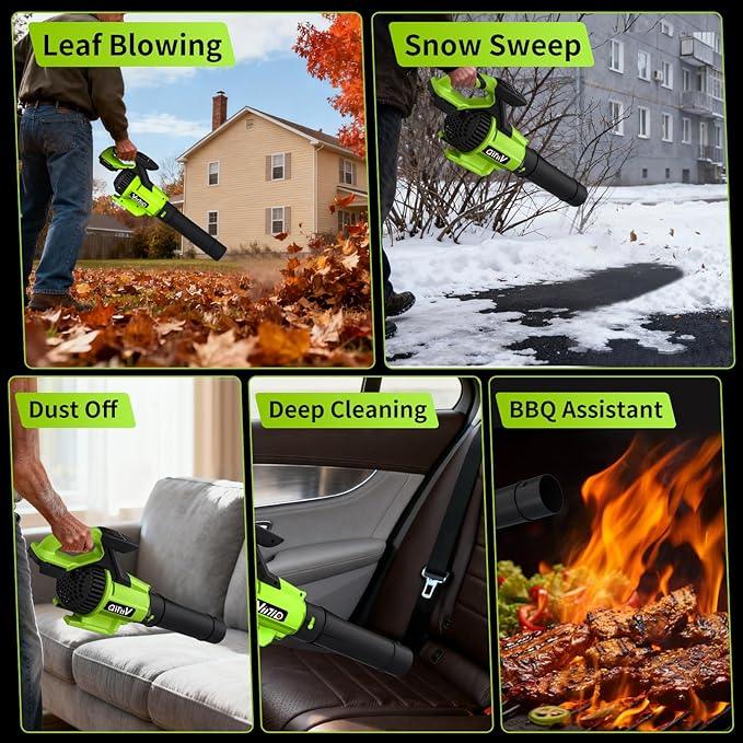 Vinid Leaf Blower Cordless, 21V Powerful Brushless Electric Leaf Cleaner Lightweight, 32,000 RPM, 710 CFM, with 2×4.0Ah Batteries and Charger, 3 Speed Modes, Suitable for Lawn Care, Garden and Patio - NeatNest