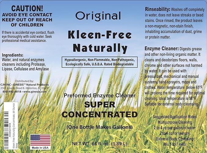 Naturally Preformed Enzyme Cleaner, Enzyme Solution, Multi-Purpose Cleaner, Laundry Additive, and More - Concentrate - Original Scent - 64oz - NeatNest