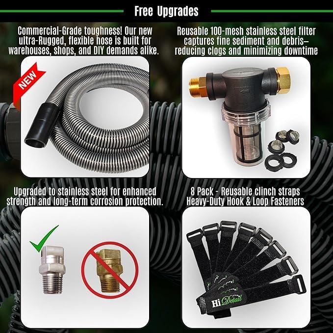 Hi Detail Shop Vac Extractor Kit with Wand and Hose, Adapter Converts Vacuum to carpet & upholstery Extractor for auto detailing & home - NeatNest